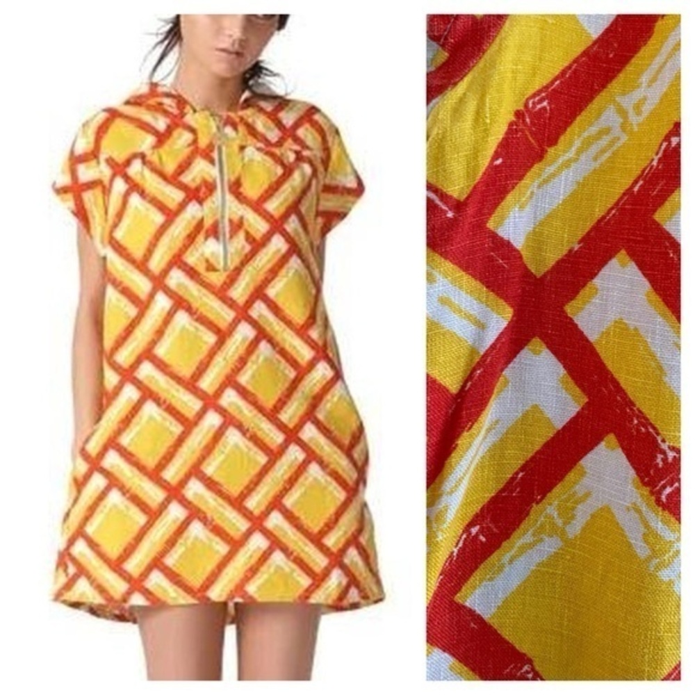 Tracy Feith X Target Yellow Orange Hooded Linen Dress Small